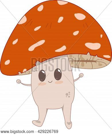 Illustration Of Cute Mushroom, Fly Agaric, For Children, Cartoons,сute Mushroom.