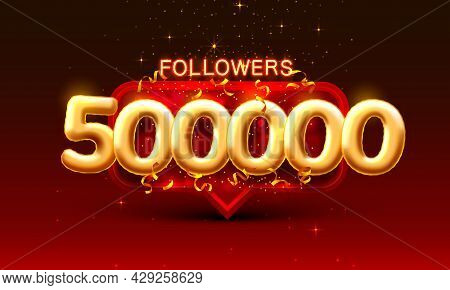 Thank You Followers Peoples, 500k Online Social Group, Happy Banner Celebrate, Vector