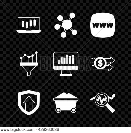 Set Stocks Market Growth Graphs, Project Team Base, Website Template, Financial, Coal Mine Trolley, 