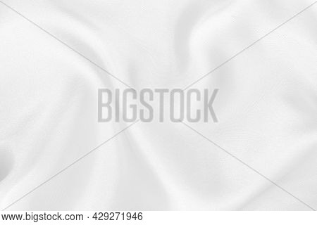 White Fabric Cloth Texture For Background And Design Art Work, Beautiful Crumpled Pattern Of Silk Or