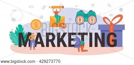 Marketing Typographic Header. Brand Or Product Advertising And Promotion