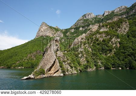 Mountain View From Fierza-koman Ferry In Albania
