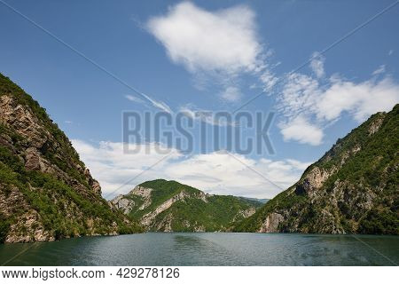 Mountain View From Fierza-koman Ferry In Albania