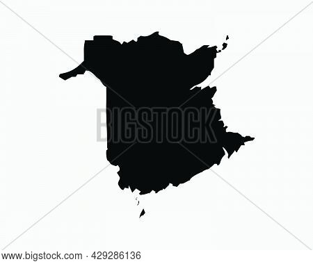 New Brunswick Canada Map Black Silhouette. Nb, Canadian Province Shape Geography Atlas Border Bounda
