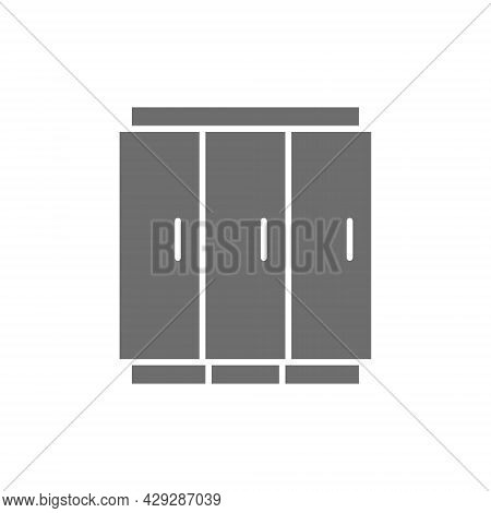 3 Doors Fridge, Fridge For Drinks Grey Icon.