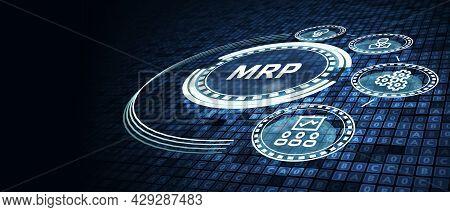 Mrp Material Requirement Planning Manufacturing Industry Business Process Automation. 3d Illustratio