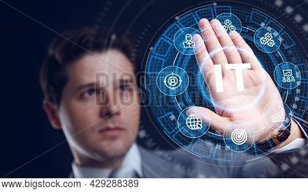 It Consultant Presenting Tag Cloud About Information Technology