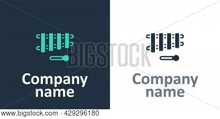 Logotype Xylophone - Musical Instrument With Thirteen Wooden Bars And Two Percussion Mallets Icon Is