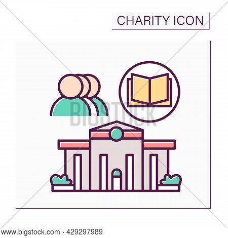 Public Libraries Color Icon. Bookcrossing. Free Books, Exchange Books. Free Studying, Self-education