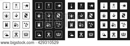 Set Wheelbarrow With Dirt, Corn, Insect Fly, Shovel, Waterproof Rubber Boot, Tower, Strawberry Bush 