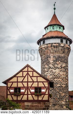 Sinwell Tower and Well House in Imperial Castle of Nuremberg, Germany