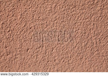 Pink Wall, Texture, Background. Relief Surface. Plastered Building Wall, Painted With Water-based Pi