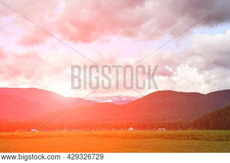Vacation Landscape. Russian Altai Mountains. Multa Region. Holiday At Home. Staycation Concept. Long