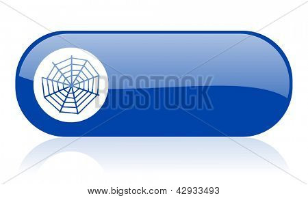 icono brillante de araña web web azul