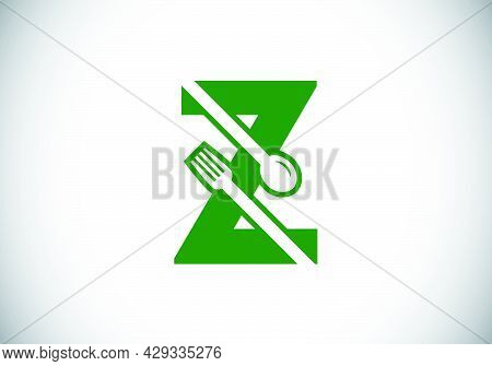 Initial Z Monogram Alphabet With A Fork, Spoon. Font Emblem. Modern Vector Logo For Cafe, Restaurant