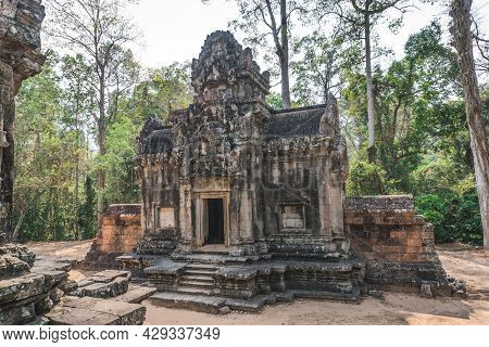 Ancient Angkor Wat Ruins Panorama. Thommanon Temple. Siem Reap, Cambodia