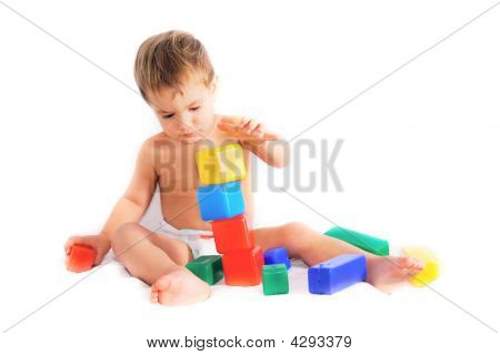 Barn leker med Bulding block