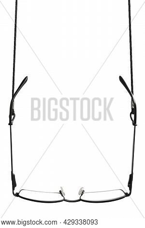 Black Reading Glasses, Eyeglasses Straps Retainers, Isolated Hanging Readers Croakies, Blank Empty V