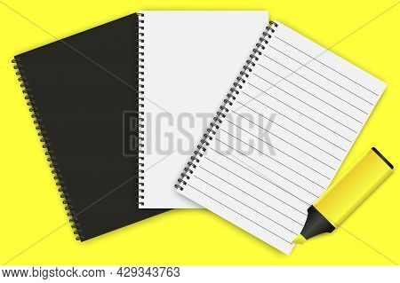 Notepads For Booklet Design. Notebook Paper. School Notebook. Vector Illustration. Stock Image.