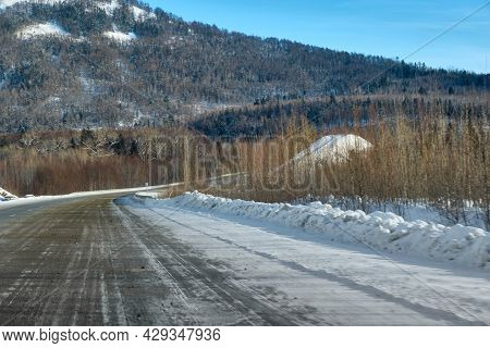 Sunset Among The Mountains On The Road Lidoga-vanino Khabarovsk Territory.
