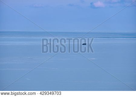 Vanino, Russia - Jan 18, 2021: Vanino Bay In The Tatar Strait In Winter. The Frozen Sea