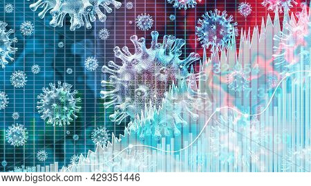 Rising Coronavirus Cases And Variant Virus Mutation Outbreak And Influenza Background As A Dangerous