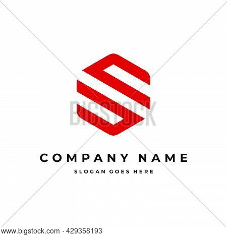 Illustration Letter S Polygonal, Hexagonal Logo Concept On White Background