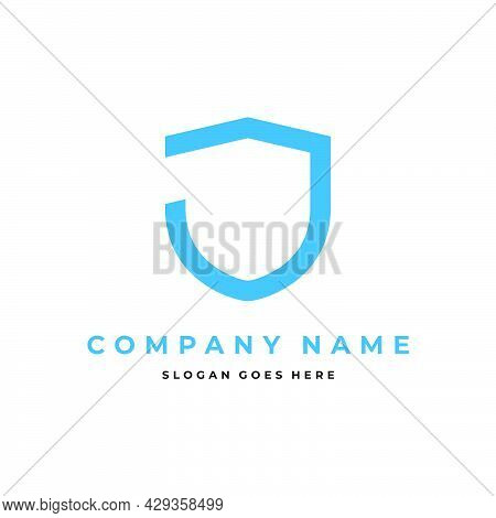 Illustration Initial J Shield Shape Security Logo