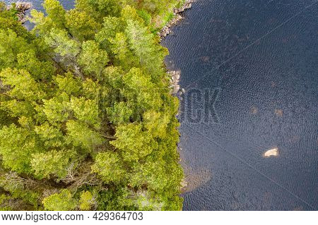 Aerial View Of Island In Lough Craghy, Tully Lake - Part Of The Dungloe Systen
