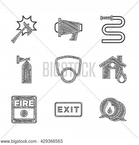 Set Gas Mask, Fire Exit, Telephone Call 911, In Burning House, Alarm System, Extinguisher, Hose Reel