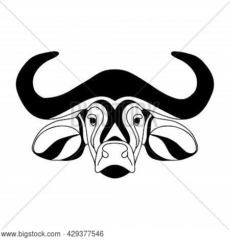 Buffalo Graphic Illustration. Vector Buffalo Head. The Logo Of A Bull, A Strong And Dangerous Animal