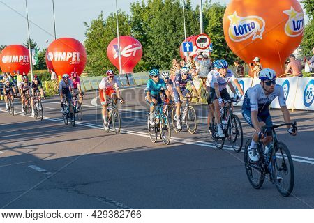 Chelm, Lubelskie, Poland - August 9, 2021: Tour De Pologne, Cyclists In The City Of Chelm, Stage Lub