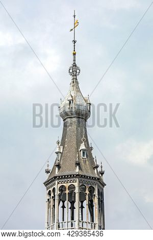 Spire Tower At Magna Plaza Neo Gothic High End Shopping Mall In Amsterdam Netherlands