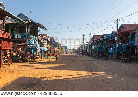 Kampong Phluk, Cambodia - June 12, 2019: Floating Village On Tonle Sap Lake Near Siem Reap, Cambodia