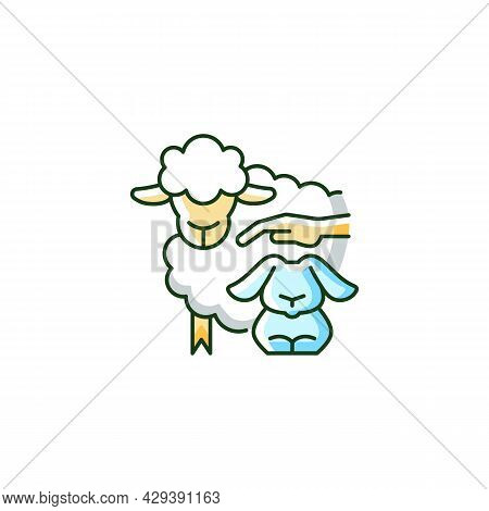 Petting Zoo Rgb Color Icon. Interactive Zoo For Kids. Persons Able To Touch And Feed Animals. Domest