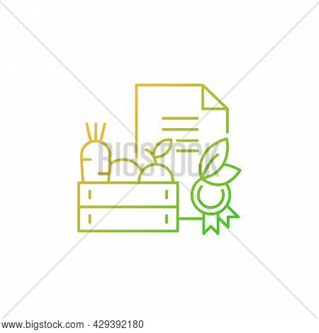 Organic Certification Gradient Linear Vector Icon. Requirements For Farm Goods. Quality Mark. Plant 