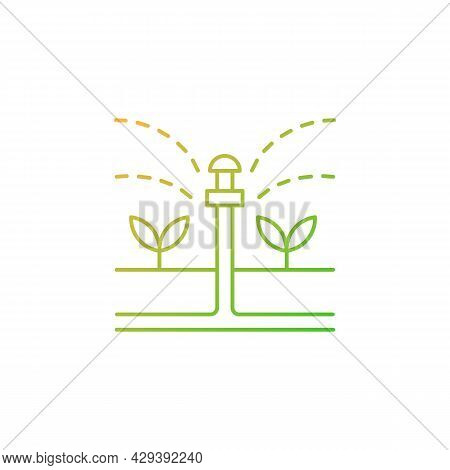 Irrigation Device Gradient Linear Vector Icon. Automated Watering System For Crop. Avoid Soil Consol