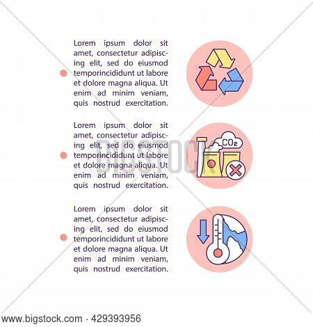 Climate Change Mitigation Concept Line Icons With Text. Ppt Page Vector Template With Copy Space. Br