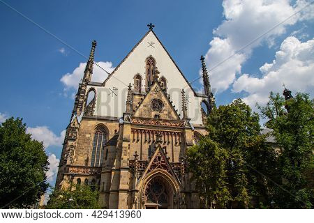 Leipzig, Germany - May 20, 2021: The St.thomas Church In The City Of Leipzig, Saxony, Germany. Johan