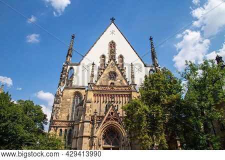 Leipzig, Germany - May 20, 2021: The St.thomas Church In The City Of Leipzig, Saxony, Germany. Johan