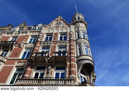 Amsterdam City Architecture - Oude Turfmarkt Residential Buildings. Netherlands Rowhouse.