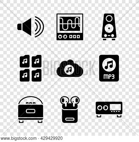Set Speaker Volume, Oscilloscope, Stereo Speaker, Air Headphones In Box, Guitar Amplifier, Music Fil