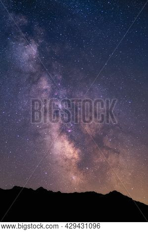 Milky Way Over The Mountains Of Monte San Parteo And Monte Grosso In The Balagne Region Of Corsica