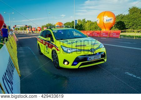 Chelm, Lubelskie, Poland - August 9, 2021: 78th Tour De Pologne, Ambulance
