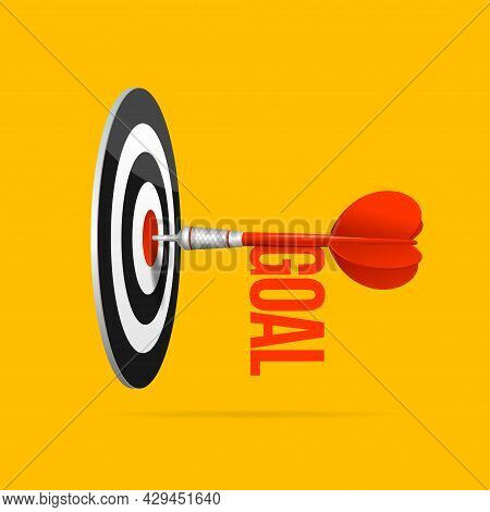 Realistic Detailed 3d Darts Banner Goal Winner Concept Ad Poster Card. Vector Illustration Of Red Ar