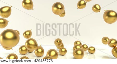 Scattered Balloons On A Colored Background - 3d Render