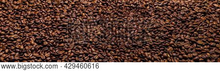 Super Large High Resolution Panorama Macro Photography Of A Huge Heap Of Coffee Beans. Close Up To T