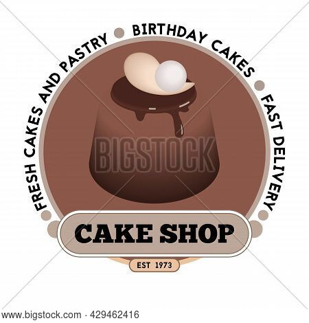 Cake Shop Logo Design Template. Emblem, Label, Sticker Elements For Cafe And Bakery Shop. Vector Ill