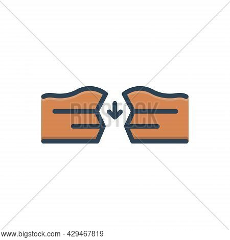 Color Illustration Icon For Sapce Gaps Interval Crack Rift Cleft Divided