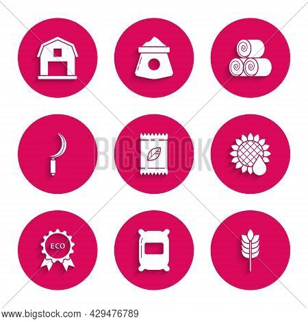 Set A Pack Full Of Seeds Of A Specific Plant, Bag Flour, Cereals With Rice, Wheat, Corn, Oats, Rye, 